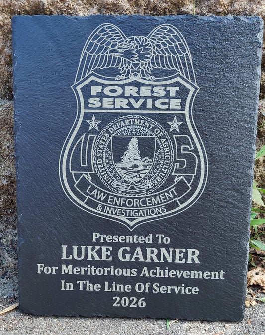 Custom Police Officer or K9 designed laser engraved slate retirement plaque - Law Enforcement, Sheriff Deputy, Trooper, Patrol Officer