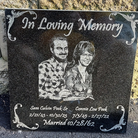 Custom engraved granite memorial