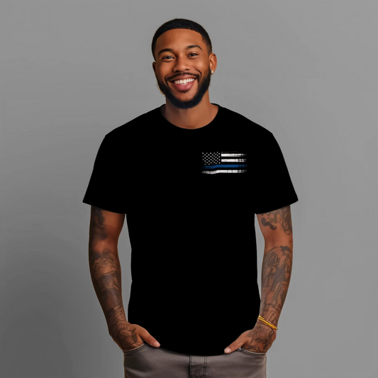 Minnesota Proud Thin Blue Line distressed American flag T-shirt