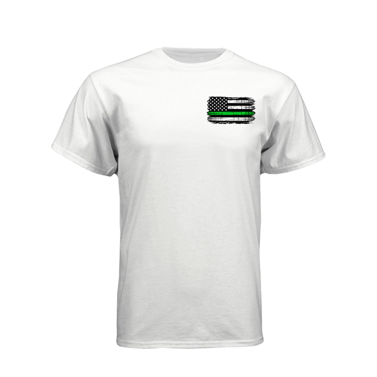 Proud Veteran American flag skull T-shirt with Thin Green Line military flag