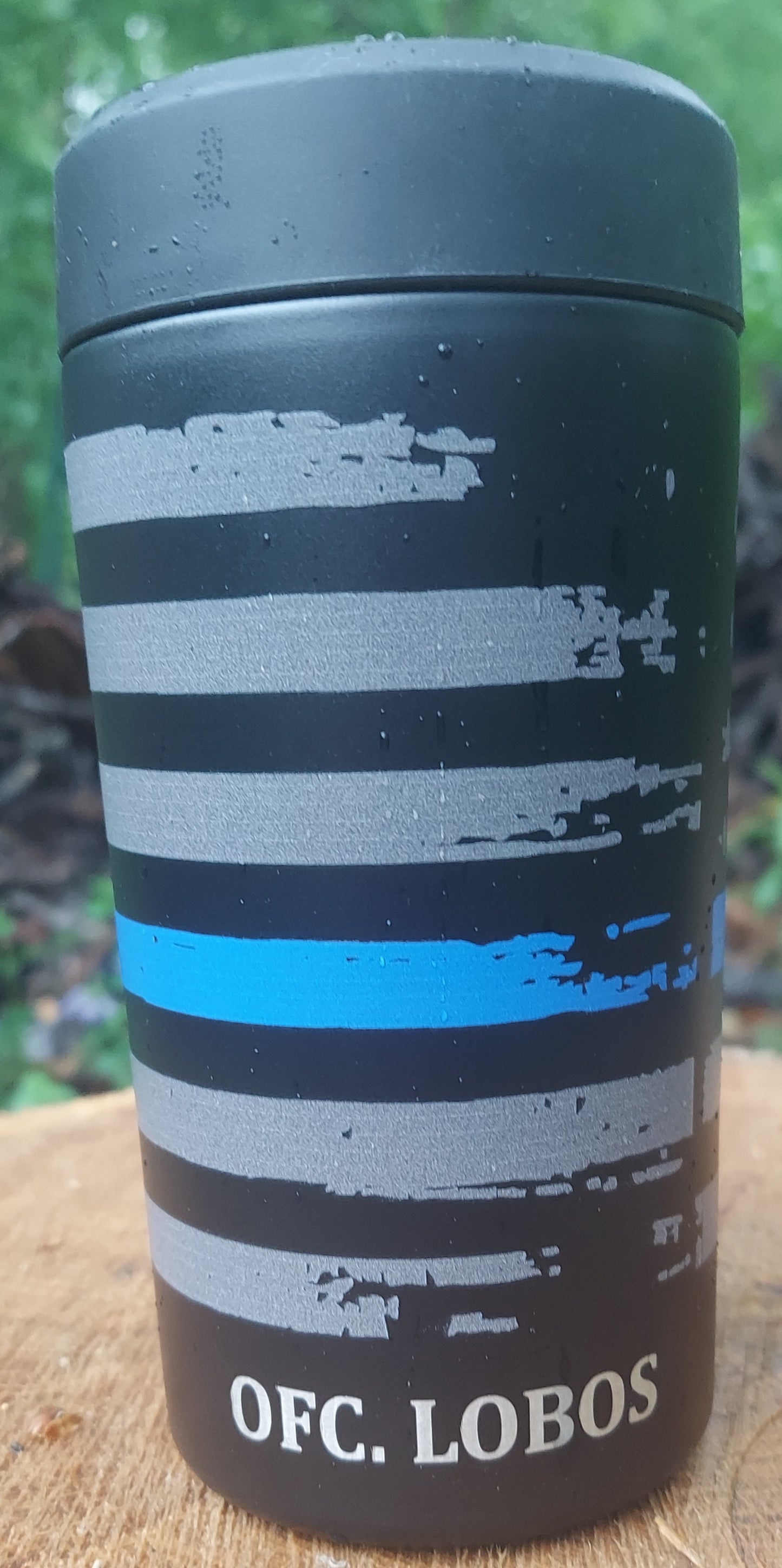 blue line flag frost buddy can cooler engraved name