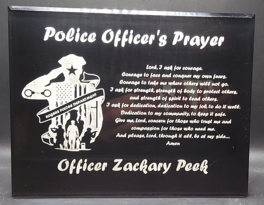 custom engraved police officers prayer acrylic