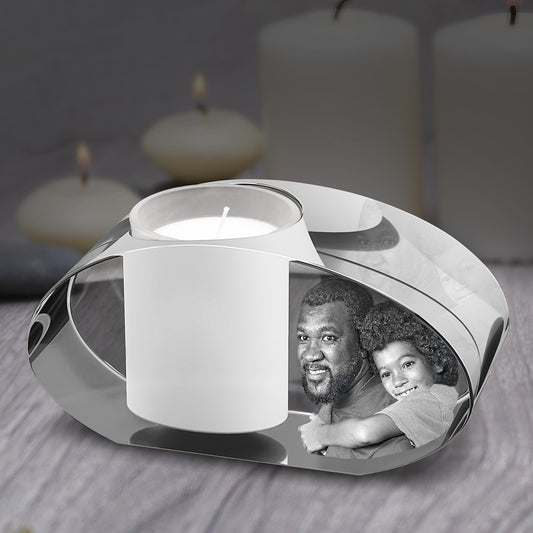 custom laser engraved 3D Crystal Photo Ellipse Candle Holder