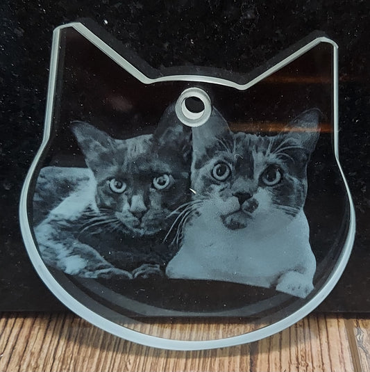 custom laser engraved 3d crystal cat shaped christmas ornament