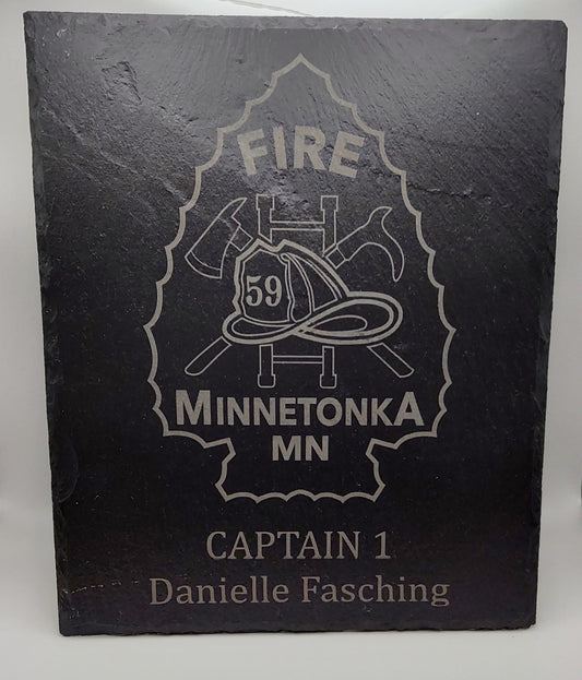 custom laser engraved firefighter retirement plaque