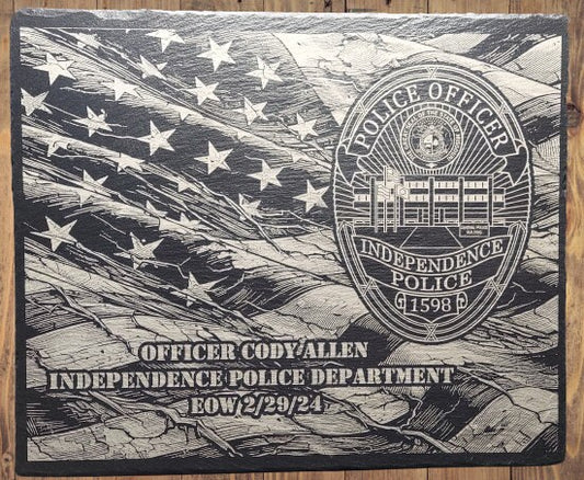 custom laser engraved police officer memorial slate plaque