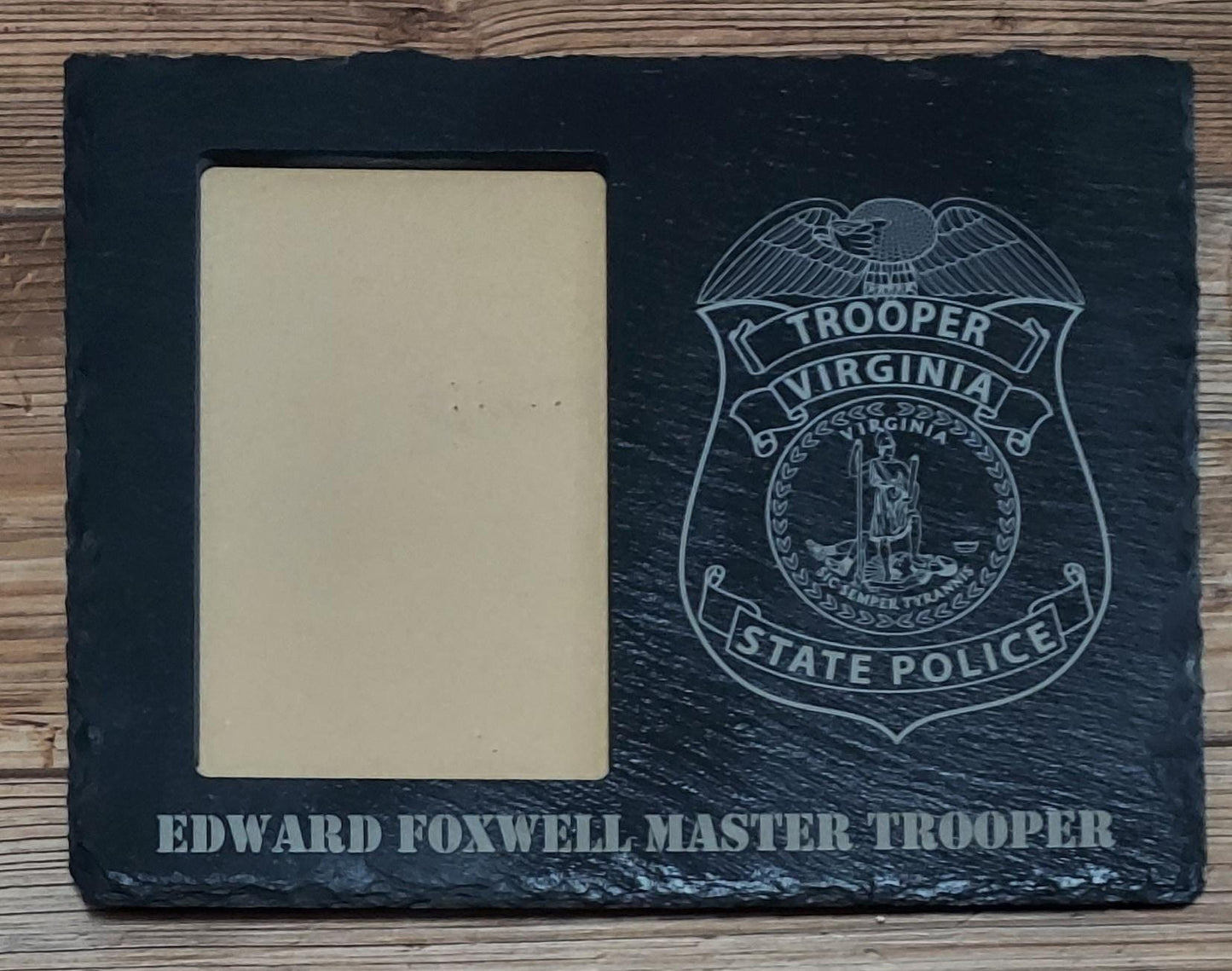 custom laser engraved slate photo frame