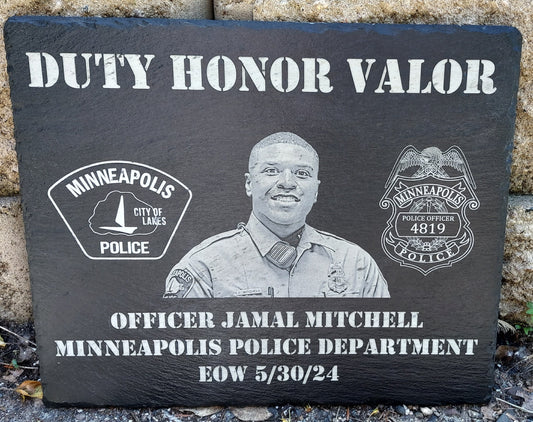 custom laser engraved police officer memorial plaque