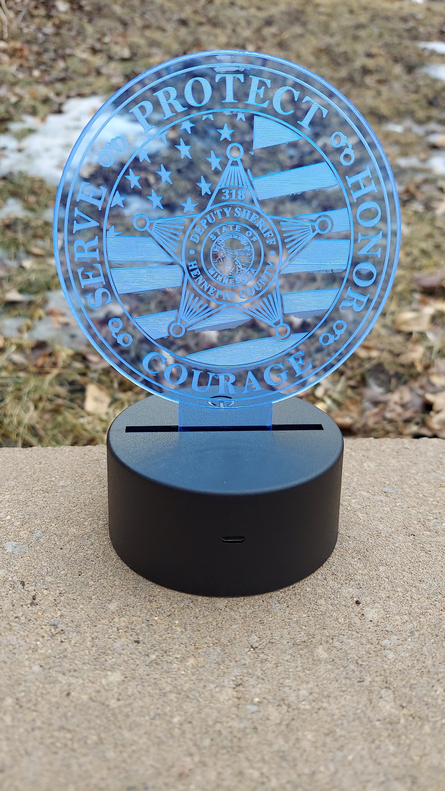 custom engraved police badge acrylic night light