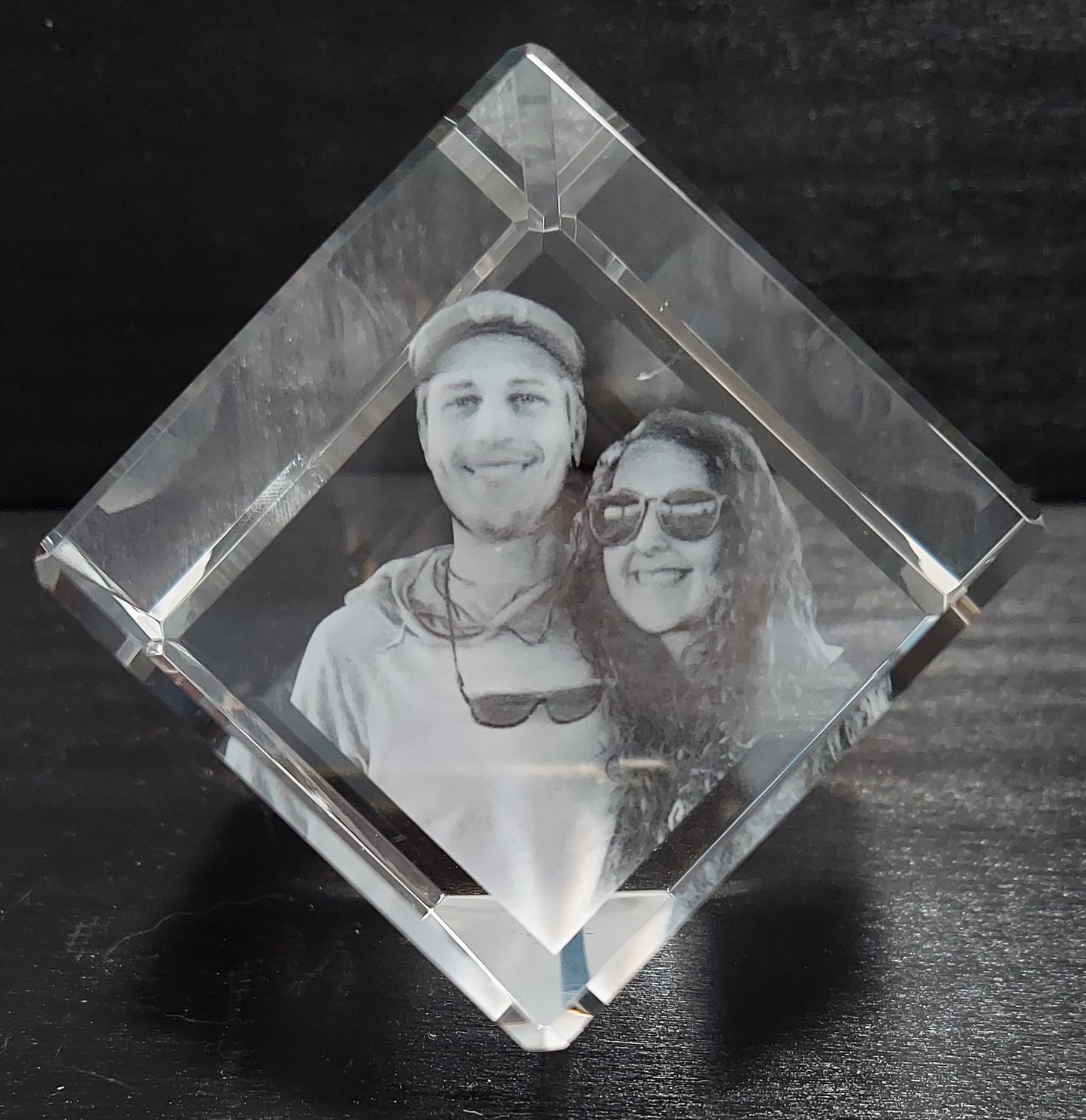 custom laser engraved 3d crystal cut corner keepsake