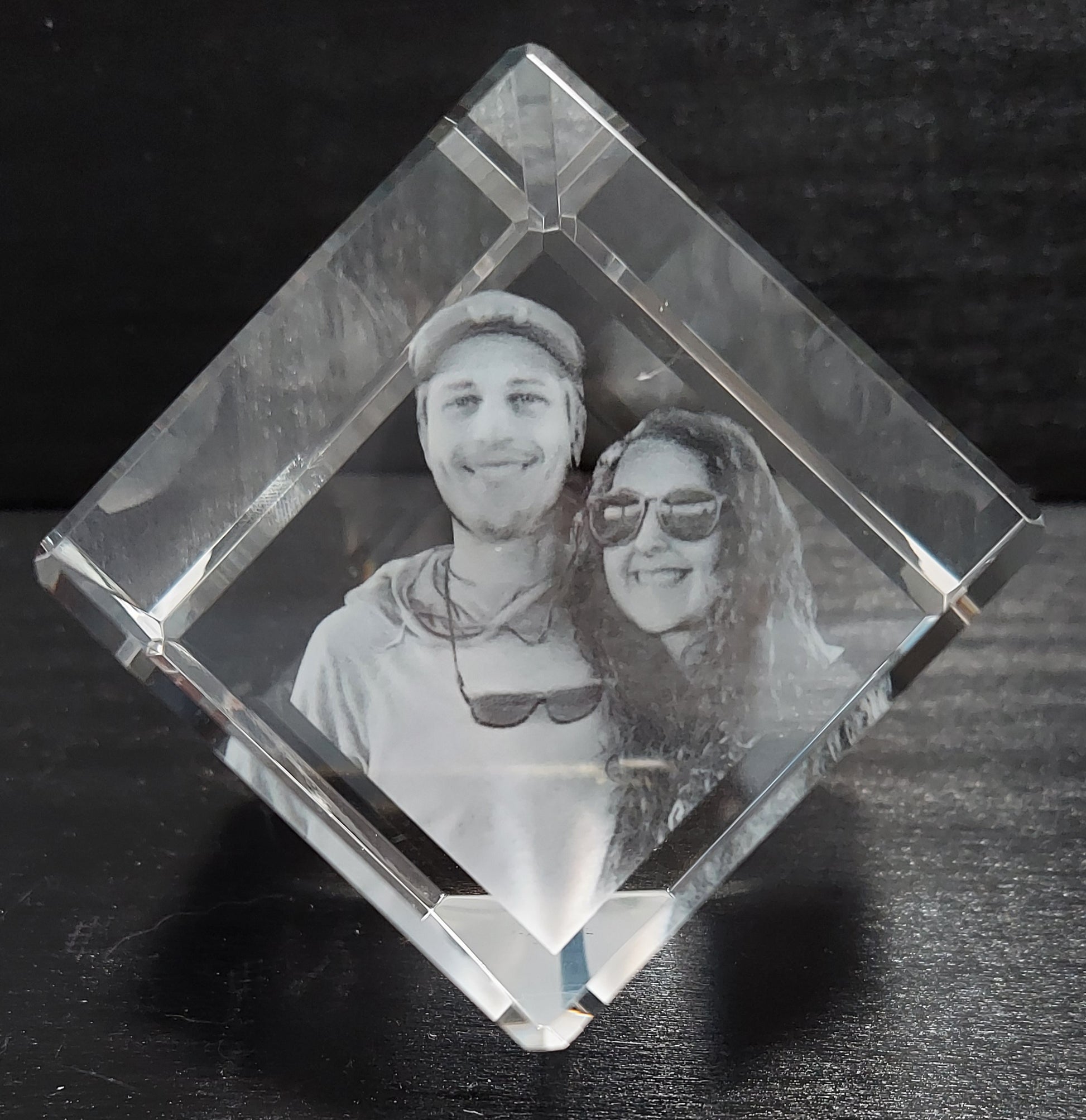 custom laser engraved 3d crystal cut corner keepsake