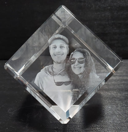 custom laser engraved 3d crystal cut corner keepsake
