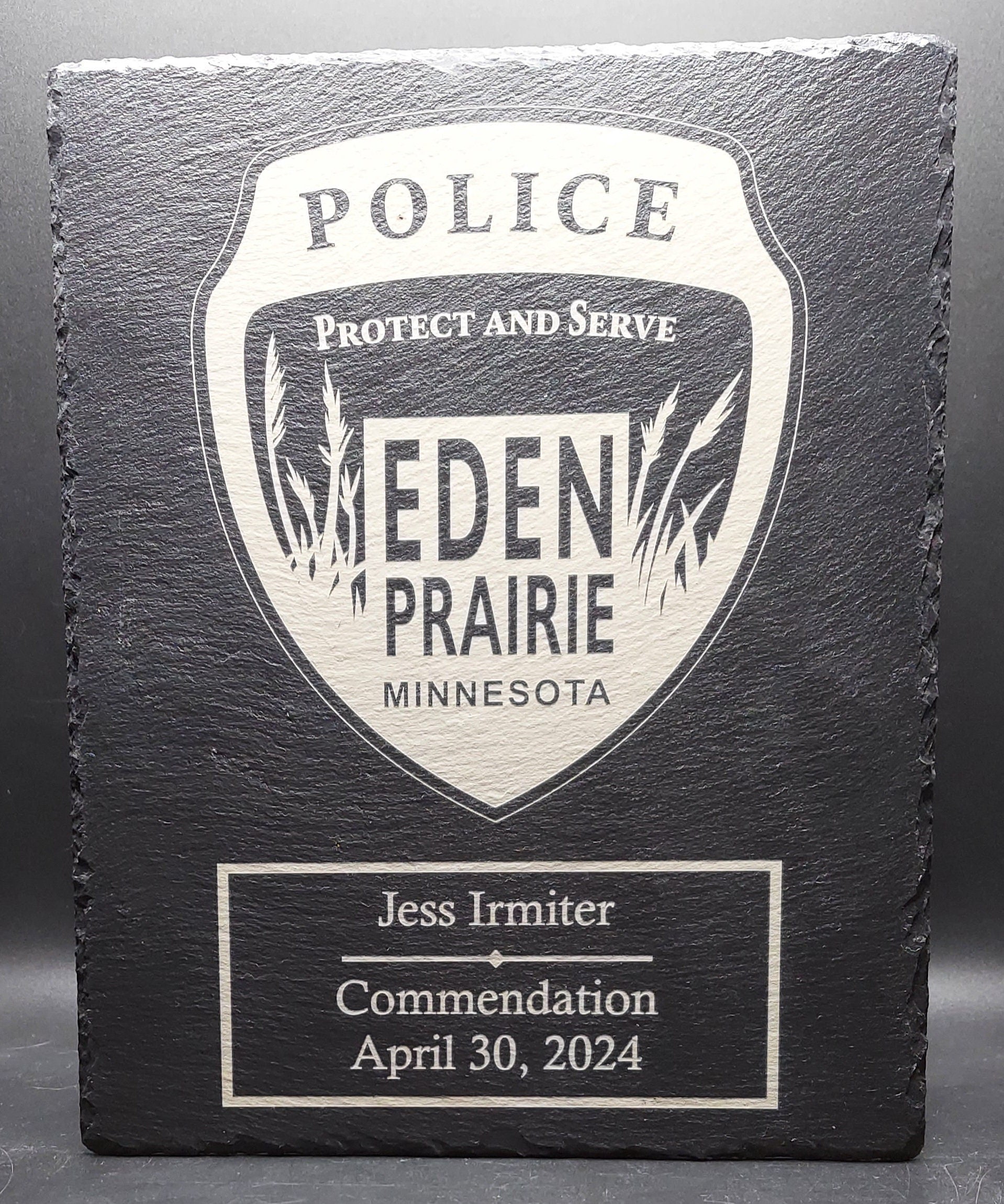 CUSTOM engraved police officer commendation plaque