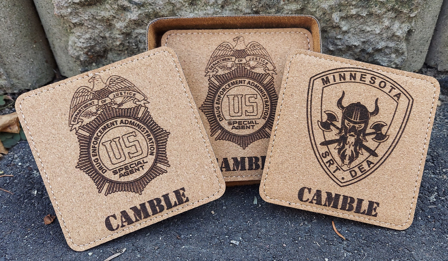 Custom Engraved Leatherette Coasters