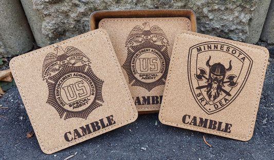 Custom Engraved Leatherette Coasters