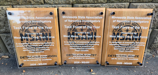 Custom Engraved Red Alder & Acrylic Award Plaque 