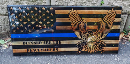 Custom engraved epoxy wood flag
