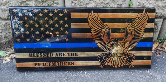 Custom engraved epoxy wood flag