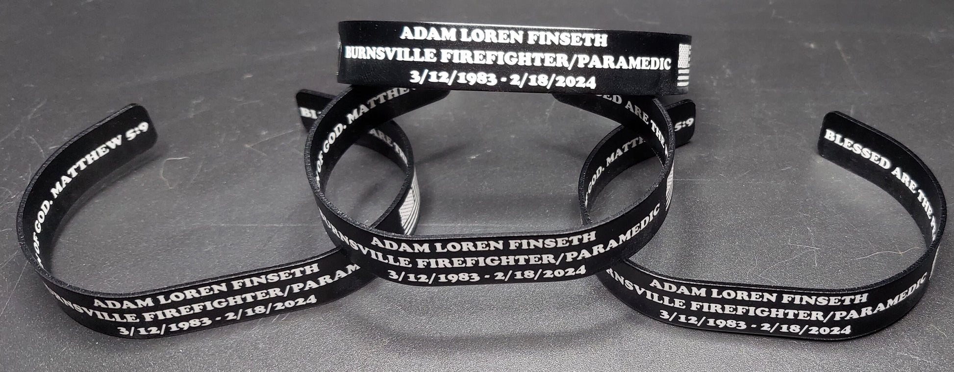 Custom engraved firefighter memorial bracelets 