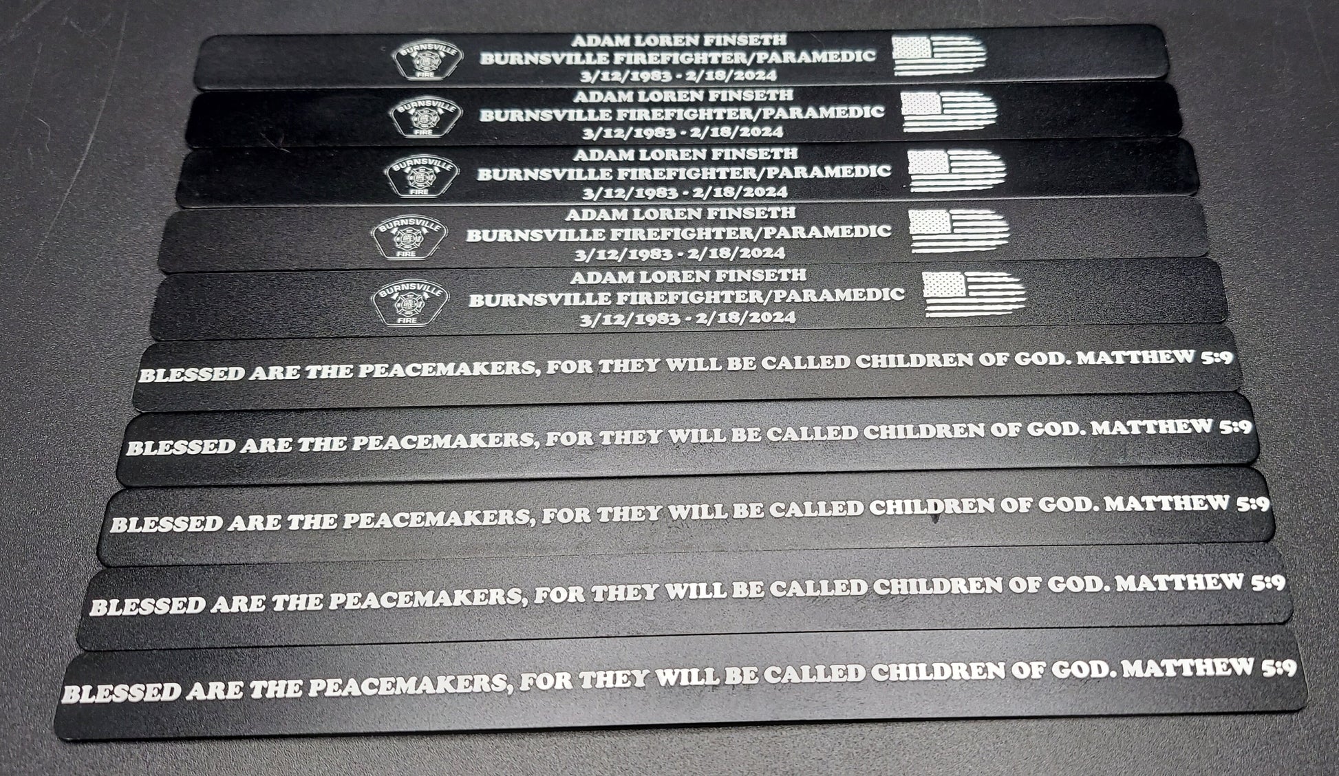 Custom engraved firefighter memorial bracelets 