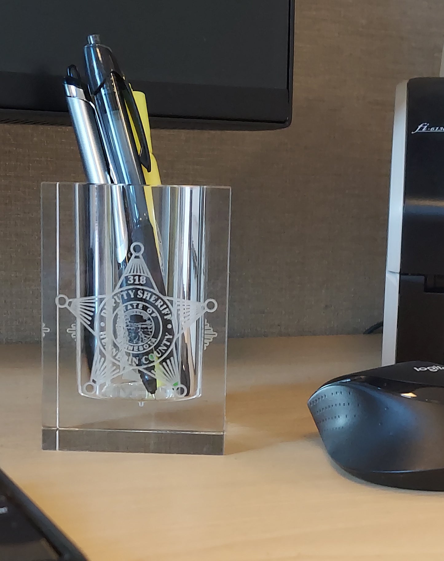 Custom engraved pen pencil holder