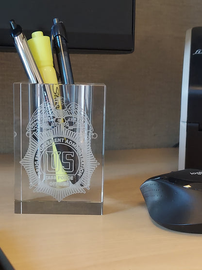 Custom engraved pen pencil holder