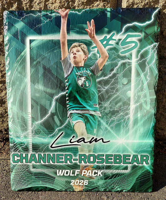 Custom sport photo full color textured on slate 