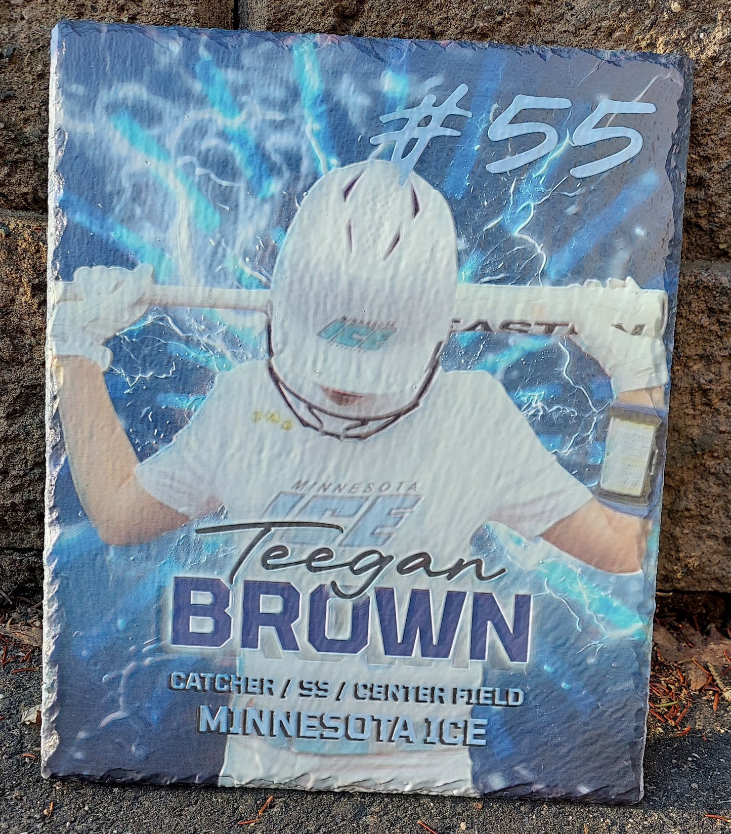 Custom sport photo full color textured on slate softball 