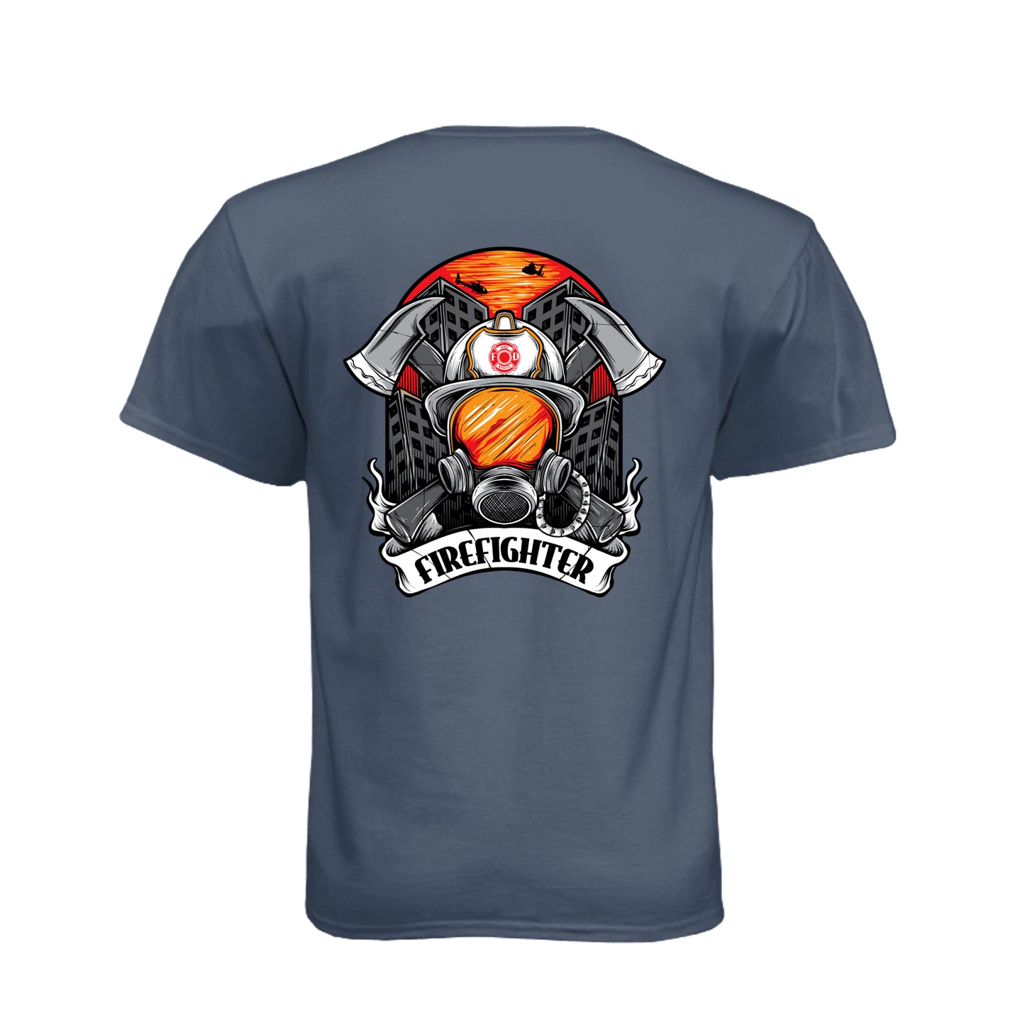 Firefighter Helmet & SCBA Mask Fire Rescue Shirt