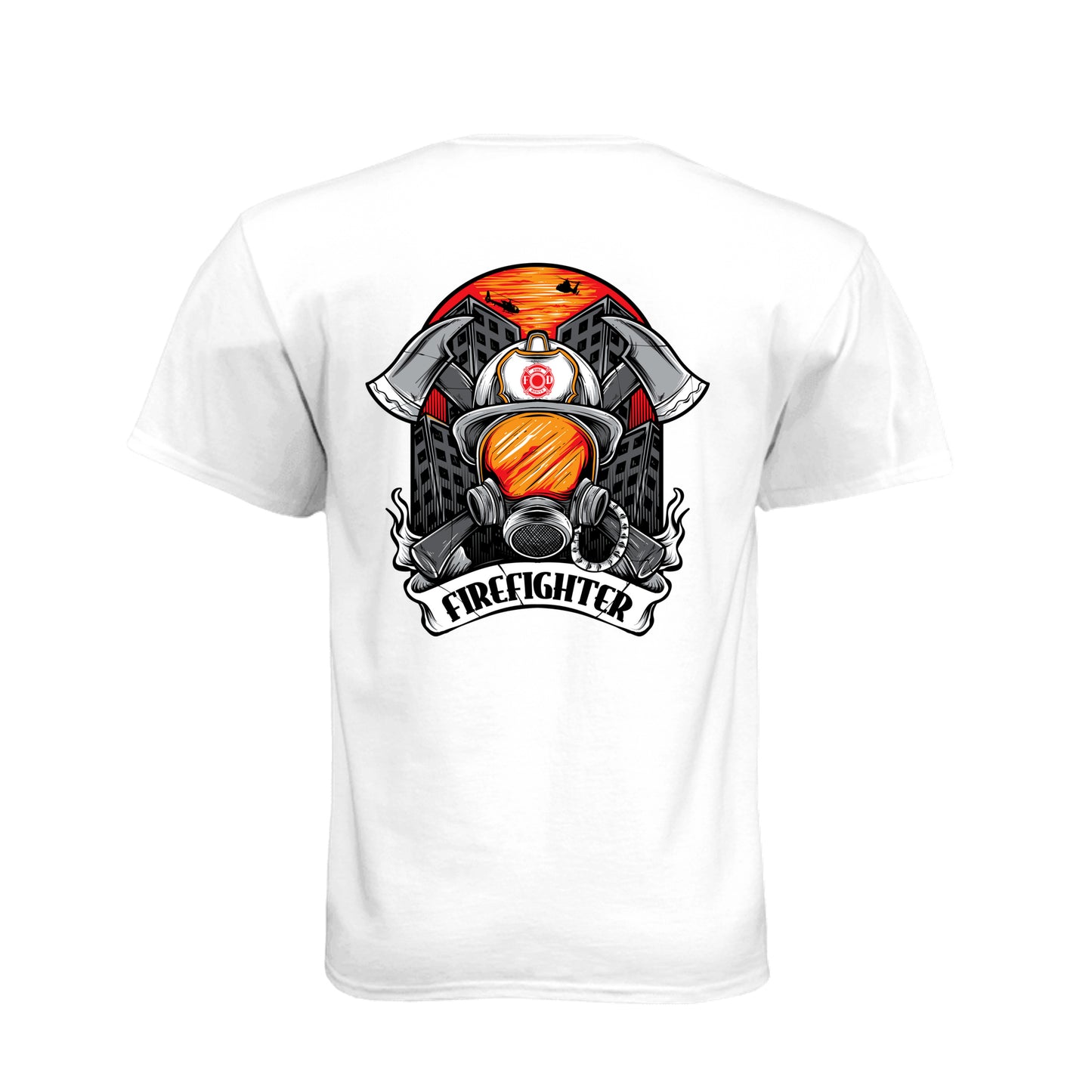 Firefighter Helmet & SCBA Mask Fire Rescue Shirt