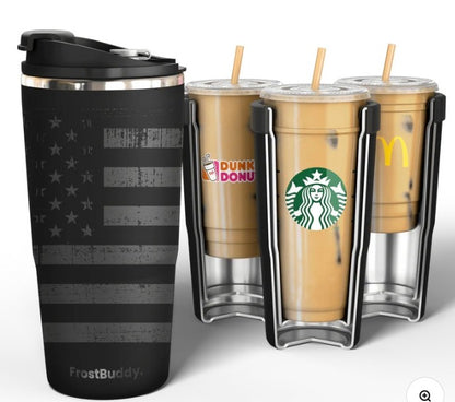Frost Buddy To Go Buddy - Gun Metal Glory - Distressed American Flag - Patriotic
