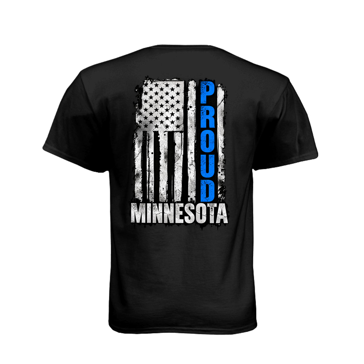 Minnesota Proud Thin Blue Line distressed American flag T-shirt