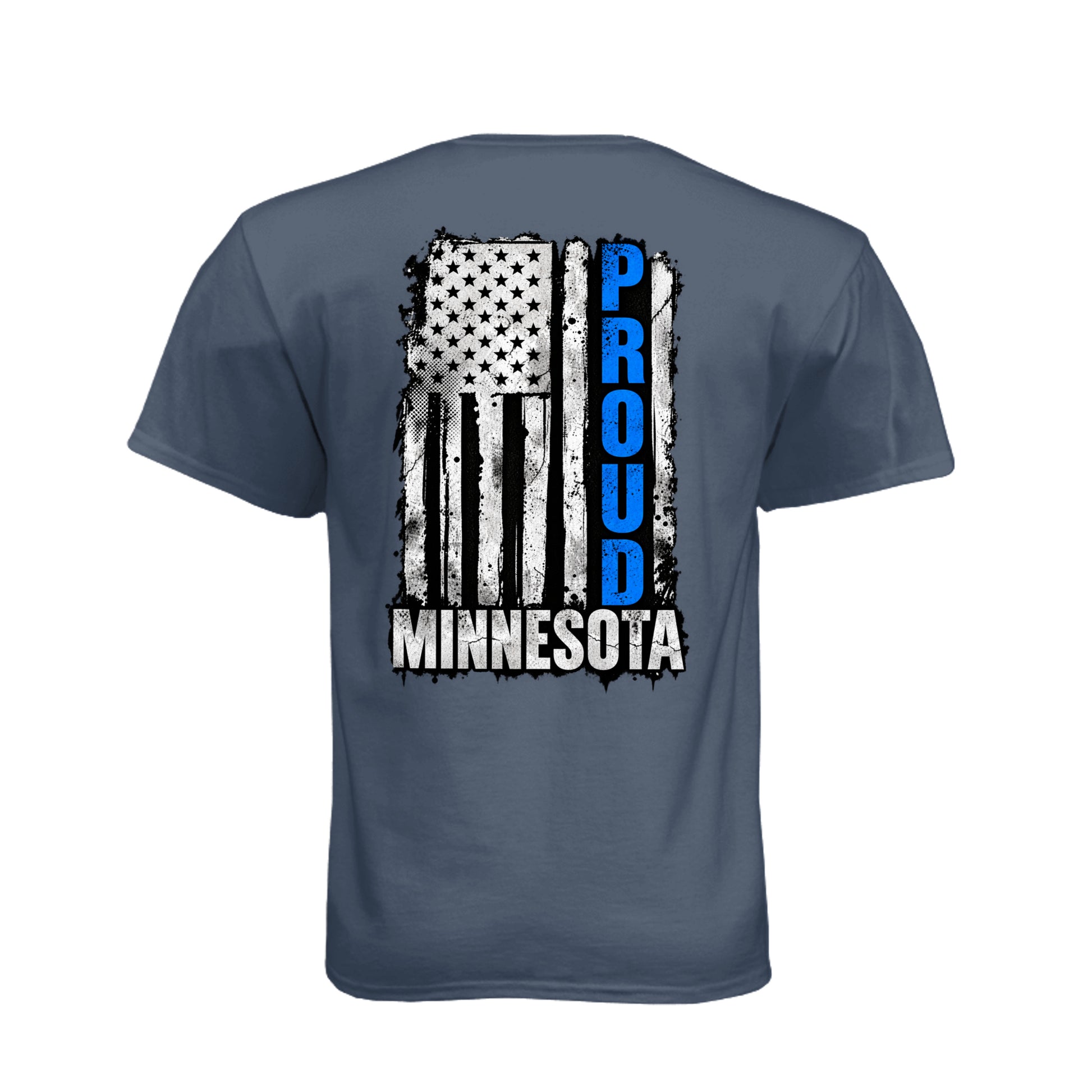 Minnesota Proud Thin Blue Line distressed American flag T-shirt
