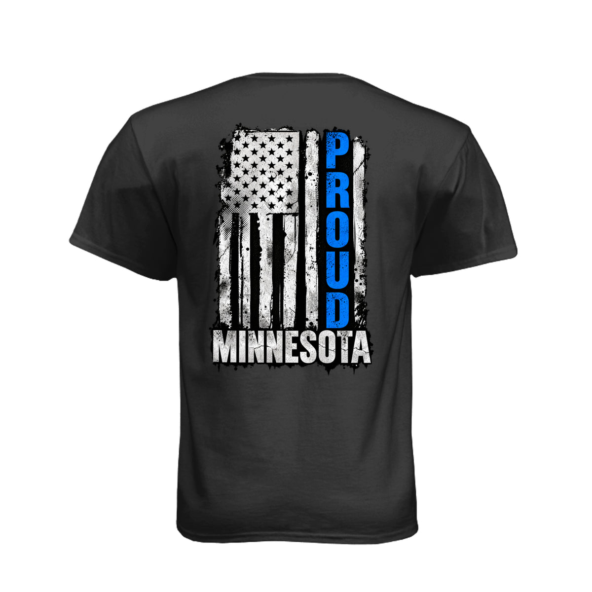 Minnesota Proud Thin Blue Line distressed American flag T-shirt