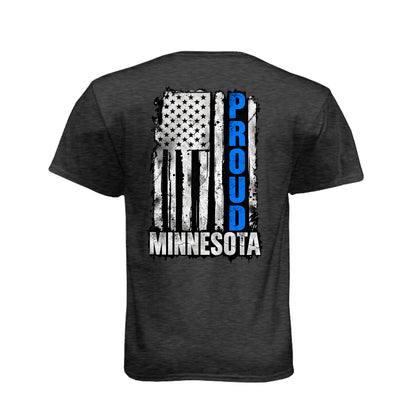 Minnesota Proud Thin Blue Line distressed American flag T-shirt