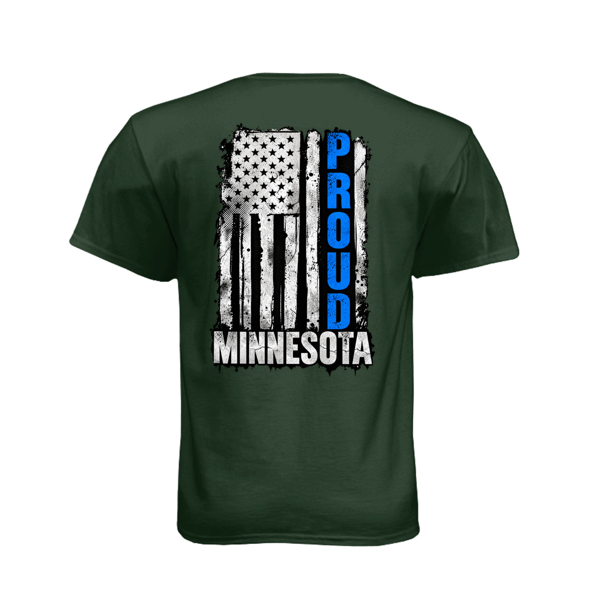 Minnesota Proud Thin Blue Line distressed American flag T-shirt