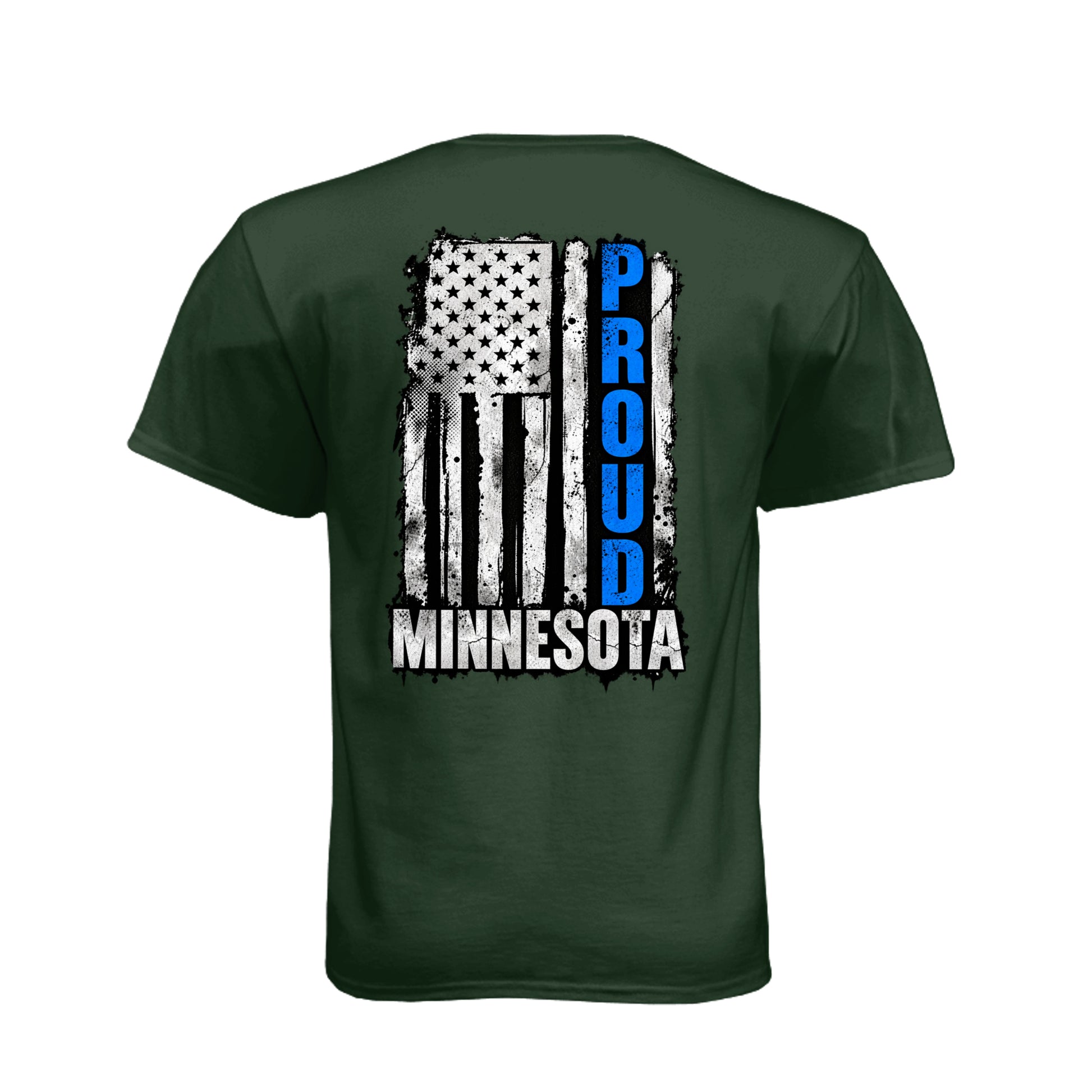 Minnesota Proud Thin Blue Line distressed American flag T-shirt