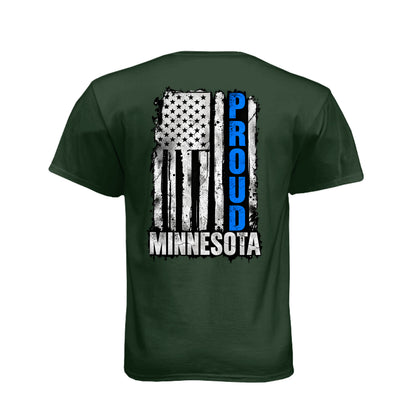 Minnesota Proud Thin Blue Line distressed American flag T-shirt