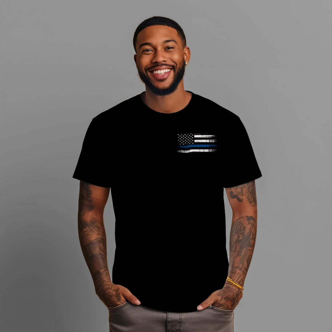 Minnesota Proud Thin Blue Line distressed American flag T-shirt