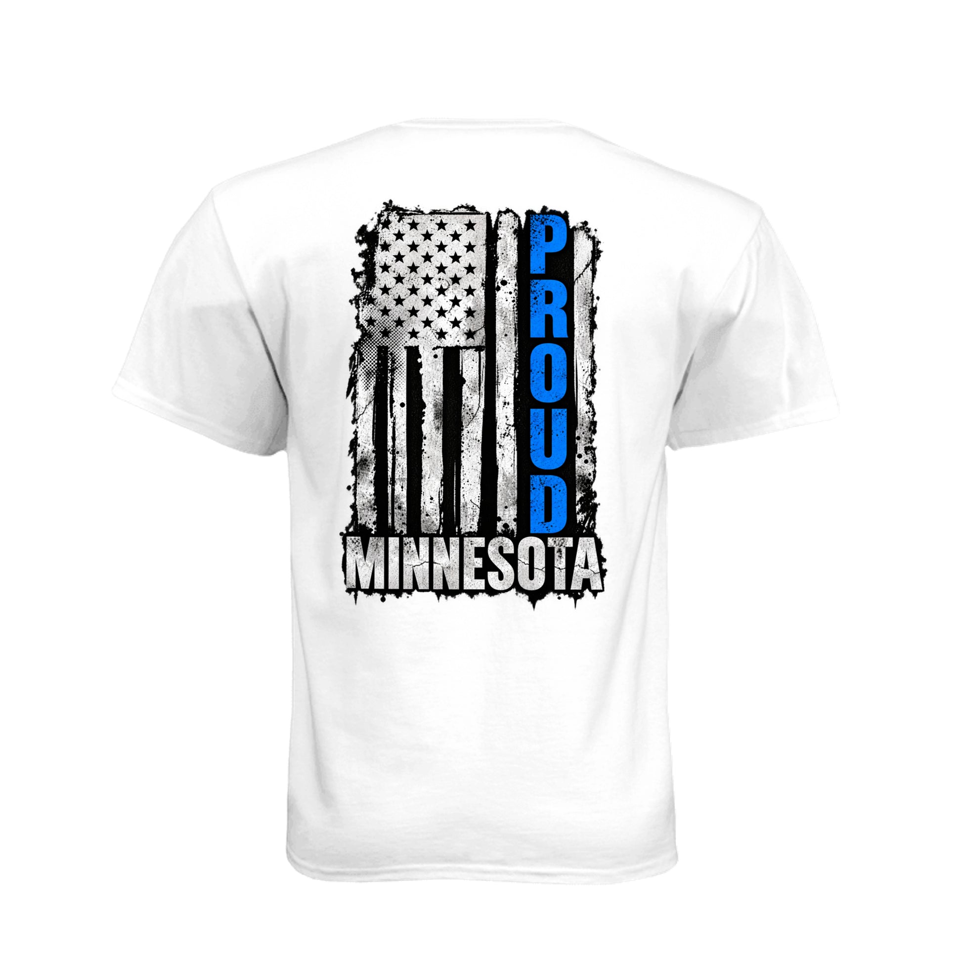 Minnesota Proud Thin Blue Line distressed American flag T-shirt