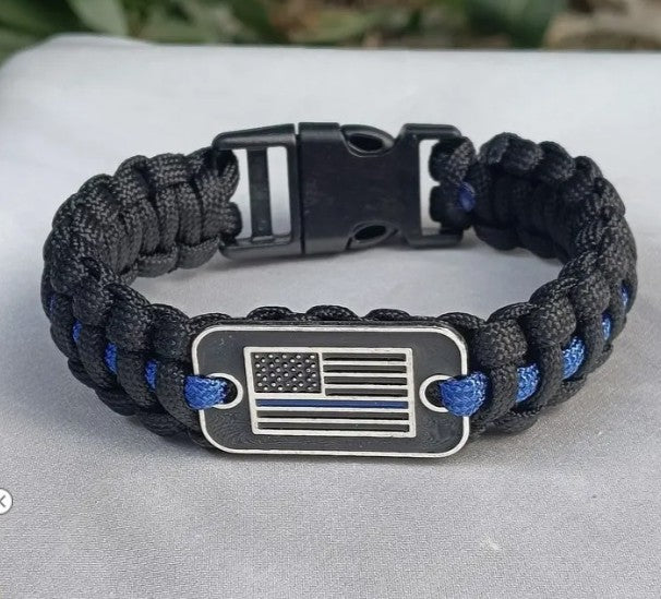 blue line police paracord bracelet