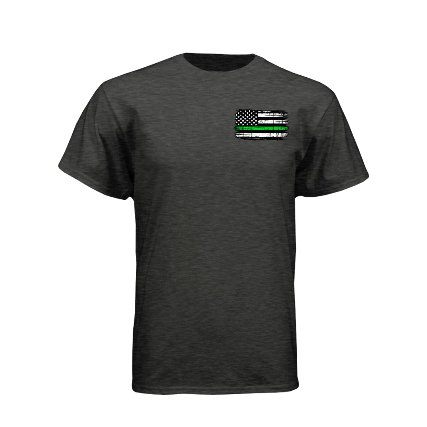 Proud Veteran American flag skull T-shirt with Thin Green Line military flag