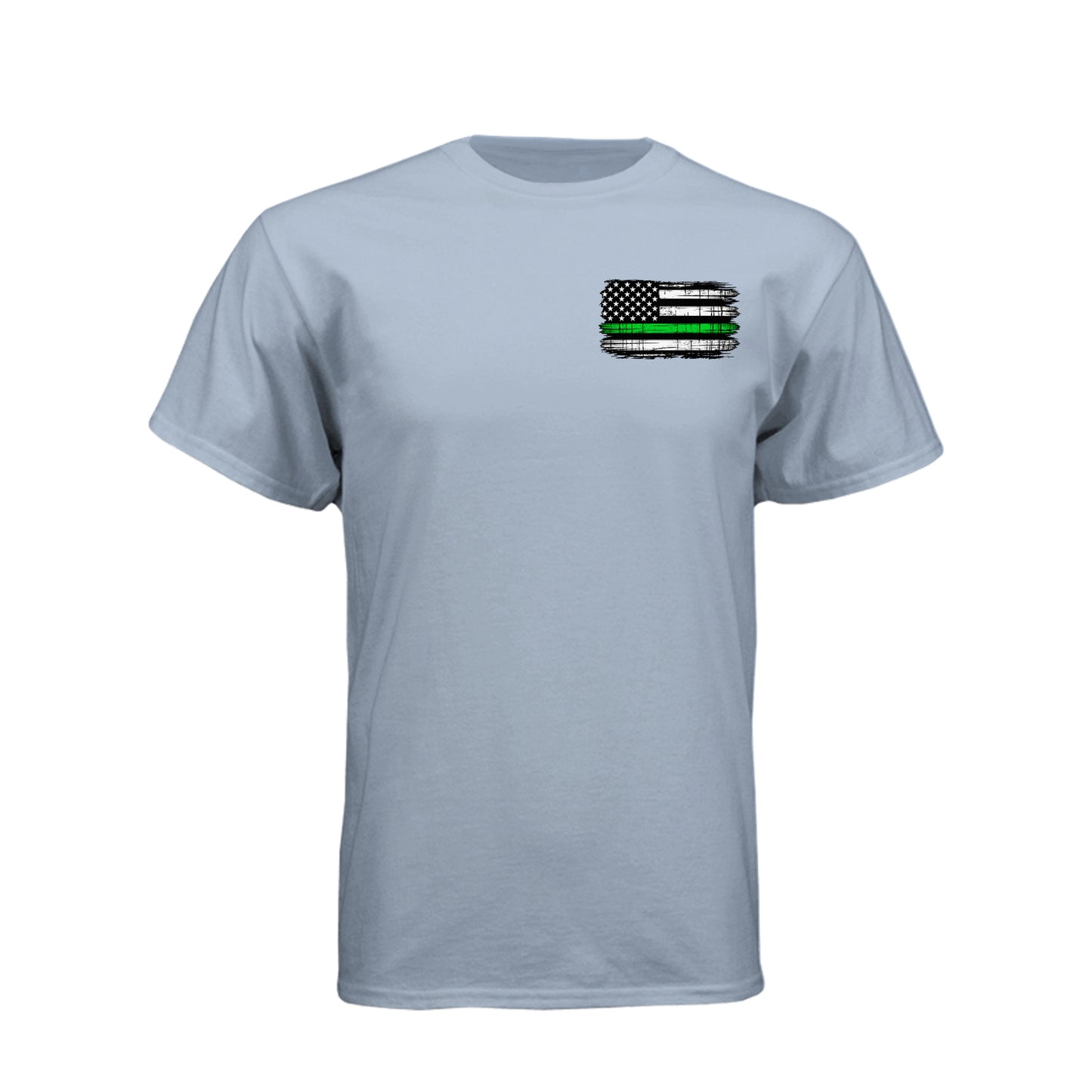 Proud Veteran American flag skull T-shirt with Thin Green Line military flag