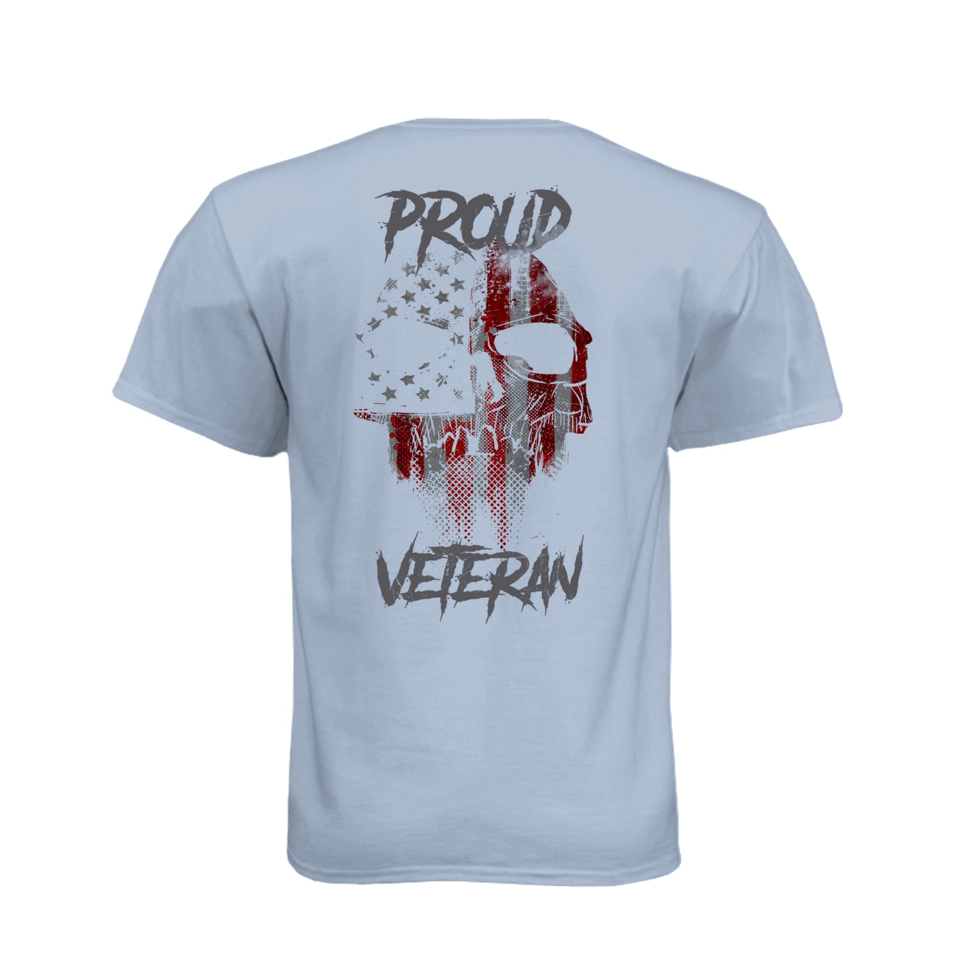 Proud Veteran American flag skull T-shirt with Thin Green Line military flag