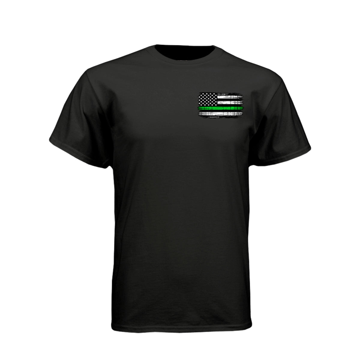 Proud Veteran American flag skull T-shirt with Thin Green Line military flag