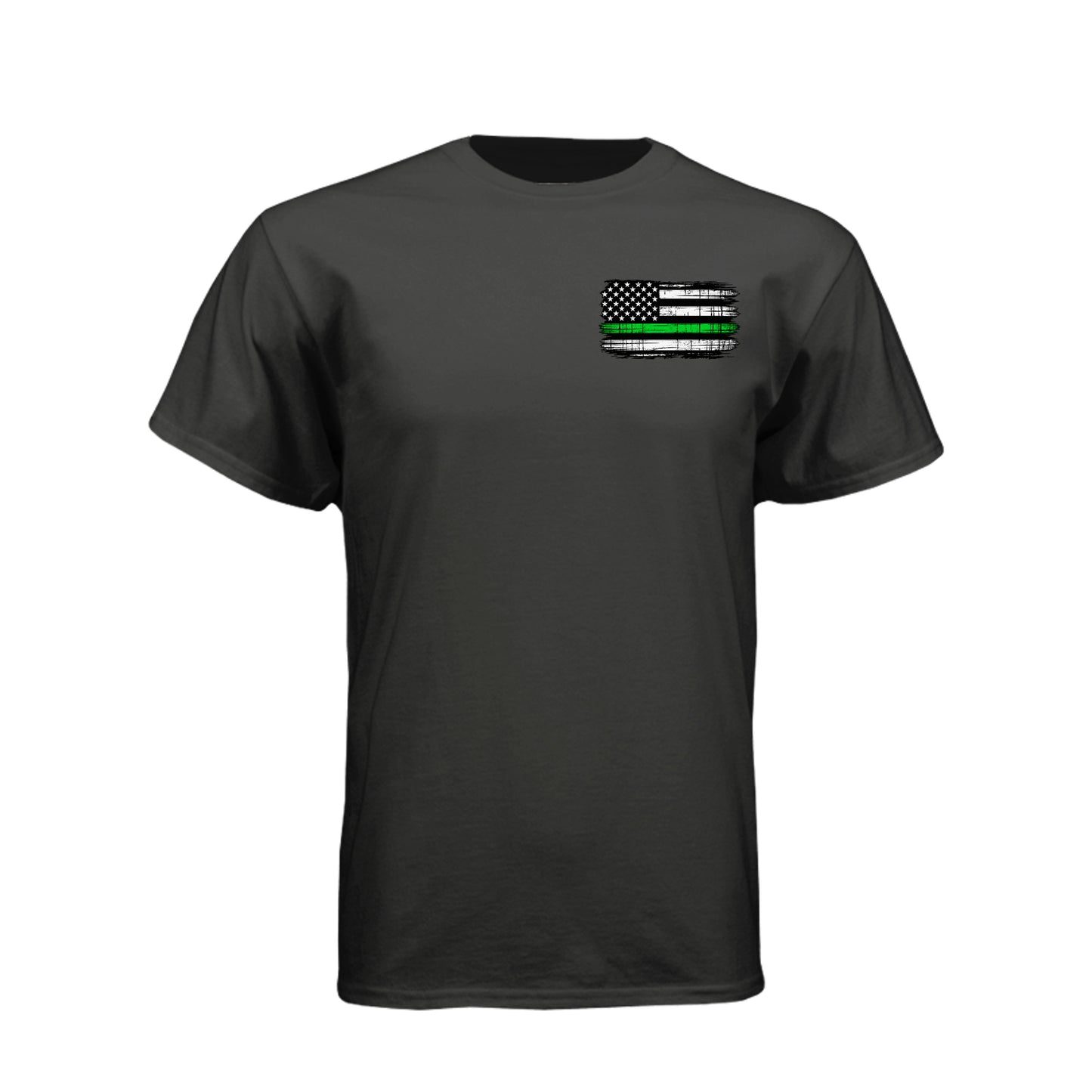 Proud Veteran American flag skull T-shirt with Thin Green Line military flag