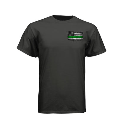 Proud Veteran American flag skull T-shirt with Thin Green Line military flag