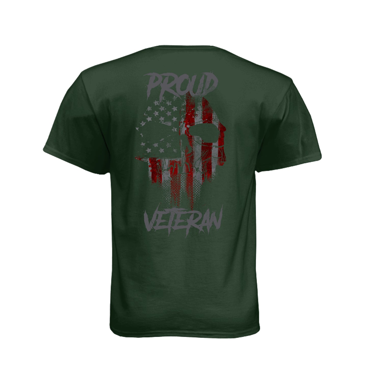 Proud Veteran American flag skull T-shirt with Thin Green Line military flag