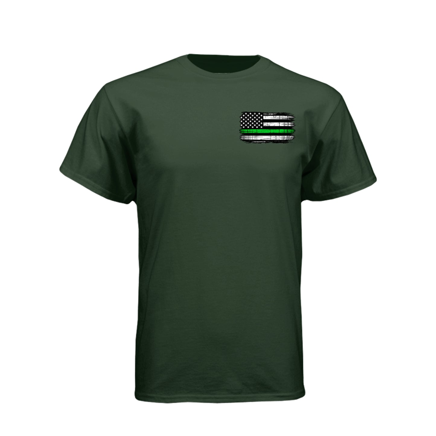 Proud Veteran American flag skull T-shirt with Thin Green Line military flag