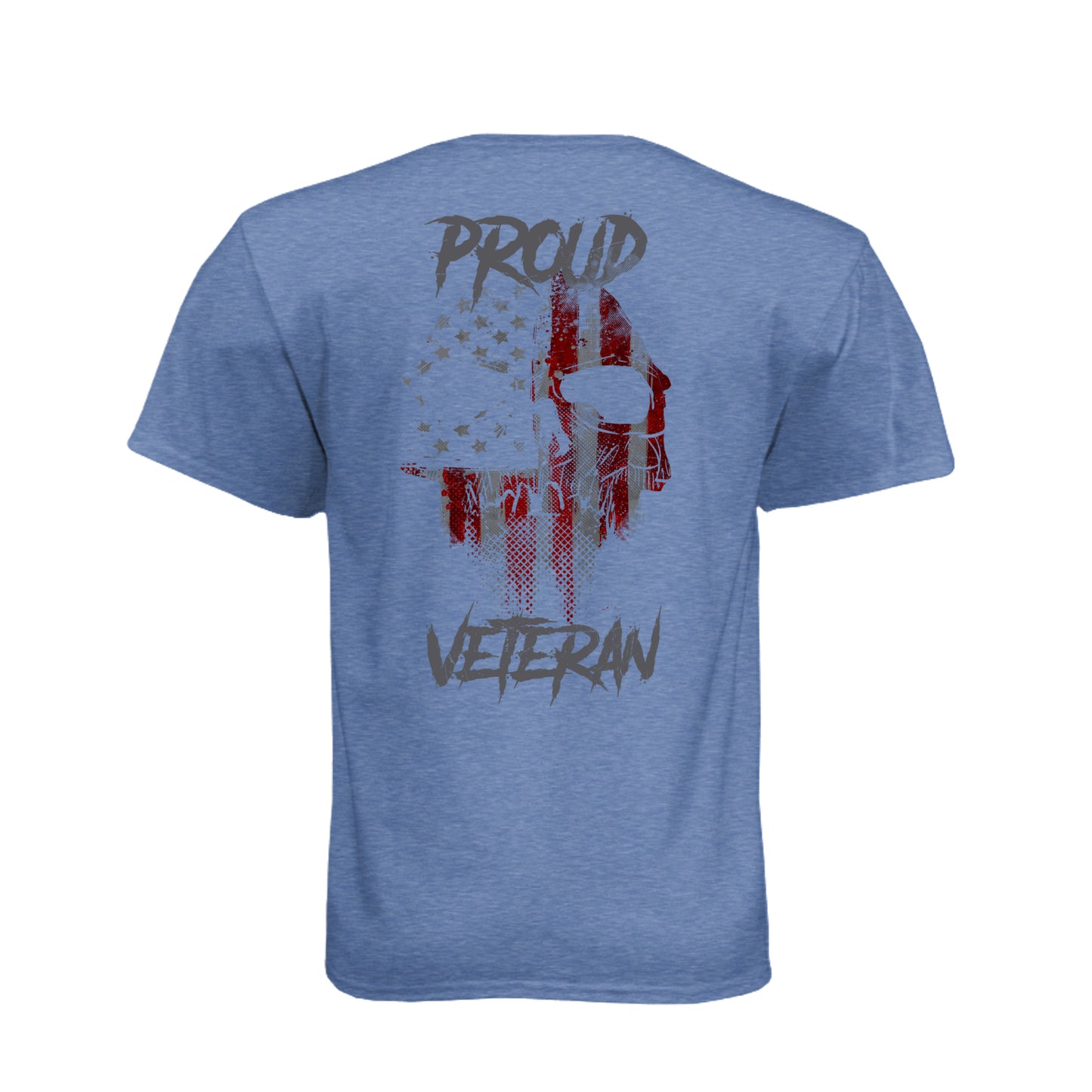 Proud Veteran American flag skull T-shirt with Thin Green Line military flag